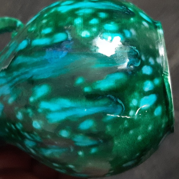 Hand Made Small Dripped Glaze Green Pitcher Vase - Picture 4 of 8